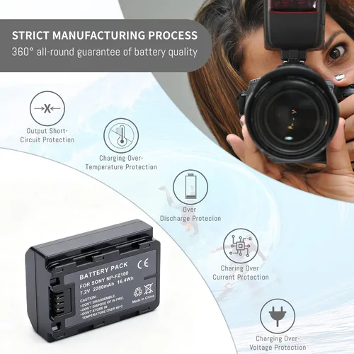 Vista 6 de Batería NP-FZ100, cargador de pantalla LCD de doble ranura para Sony A7iii