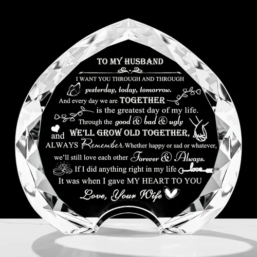Vista 13 de Regalos Qianwei para novia de novio únicos - Regalos personalizados de corazón de cristal para mi novia que lo tiene todo - Ideas de regalo
