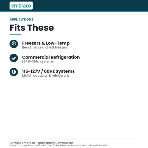 Vista 4 de EMBRACO Compresor de refrigeración FFI10HBX1 R-134A 1/3 HP