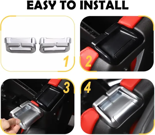 Vista 5 de Kit de cubierta decorativa de hebilla para cinturón de seguridad compatible con Chevrolet Corvette C8 2020-2023, accesorios de repuesto para hebilla