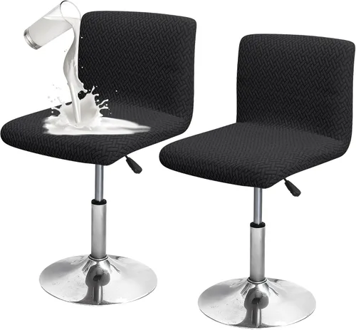 Vista 17 de FORCHEER - Juego de 4 fundas para sillas de bar con respaldos, fundas de jacquard beige para sillas de comedor, funda extraíble y lavable