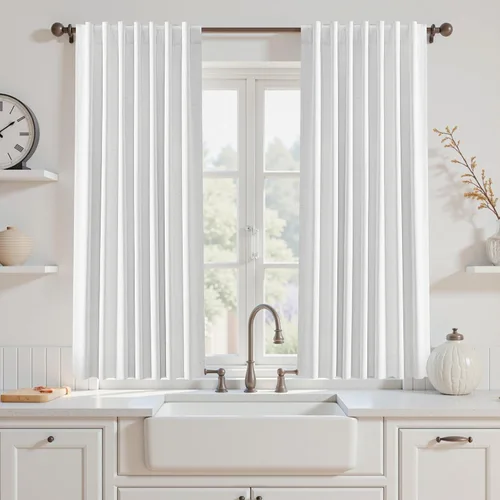 Vista 101 de UHITECH Cortinas opacas de 35 pulgadas de largo para sala de estar, 2 paneles, cortina opaca corta para cocina para ventanas pequeñas, cortinas