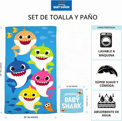 Vista 4 de Franco - Conjunto de toalla con toallita Tiburón bebé