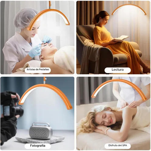 Vista 9 de AURELLE Half Moon Luz para Pestañas - Lámpara de Pie LED Ajustable para Pestañas con Lupa 4X y Soporte para Teléfono para Extensiones de Pestañas