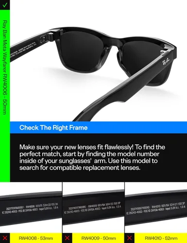 Vista 2 de Set of 4 Replacement Lenses for Ray-Ban Meta Gen1&2&3 AI Glasses Stealth Black & Fire Red & Ice Blue & Eclipse Fotocromático