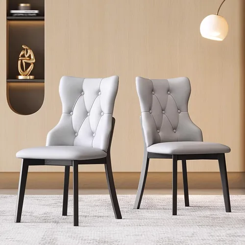 Vista 10 de Juego de sillas de comedor, sillas rústicas de cocina, silla de comedor tapizada con cojín grueso, silla de sala de estar con marco de madera beige