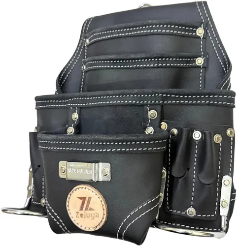 Vista 2 de Zeluga 20-117 Bolsa de herramientas de 10 bolsillos, de piel resistente para rigger, negra