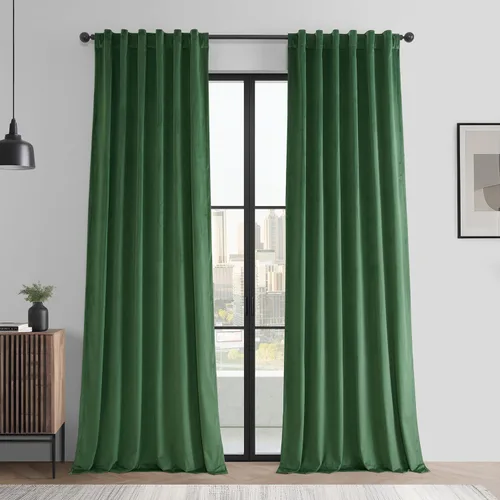 Vista 14 de HPD Half Price Drapes Cortinas Básicas de Terciopelo Deluxe para Oscurecer Habitaciones con Bolsillo para Varilla - Juego de 2 Paneles - Cortinas