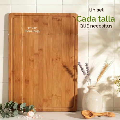 Vista 2 de Astercook Tablas de cortar de bambú carbonizado profundo para cocina