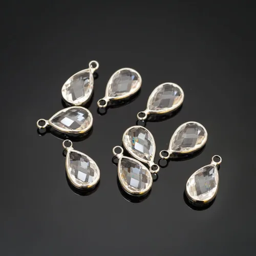 Vista 3 de Adabele Colgante de piedra natal de grado A, gota de 0.433 in, 0.551 in y 0.630 in, chapado en plata de ley para aretes personalizados, pulseras