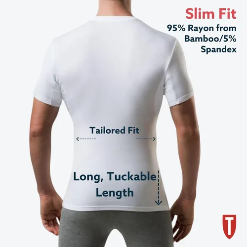 Vista 6 de Men's Sweatproof Undershirt Slim Fit Crew Neck T-Shirt with Underarm Sweat Pads Aluminum-Free Alternative