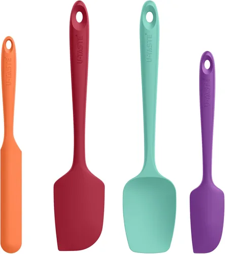 Vista 16 de Juego de espátulas de silicona U-Taste con resistencia al calor de 600 grados Fahrenheit (Negro)