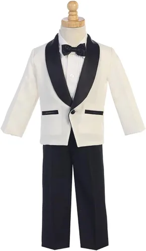 Vista 2 de Boys Tuxedo Ivory Tuxedo Jacket Suits Toddler Children Tuxedos Suit Size 5t