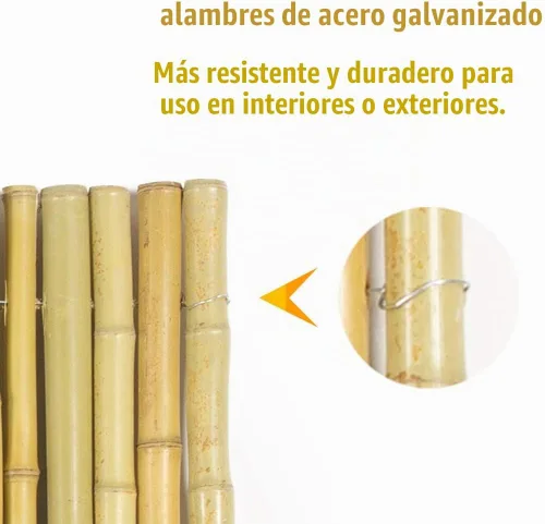 Vista 4 de Mininfa Valla de bambú enrollada natural, cercado de bambú ecológico, 0.7 pulgadas de profundidad x 4 pies de alto x 6 pies de largo, pantalla