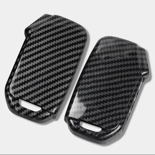 Vista 7 de x xotic tech Funda de llave con patrón de fibra de carbono negro brillante en ABS con cubierta de botón de silicona negra, compatible con KIA K3 4