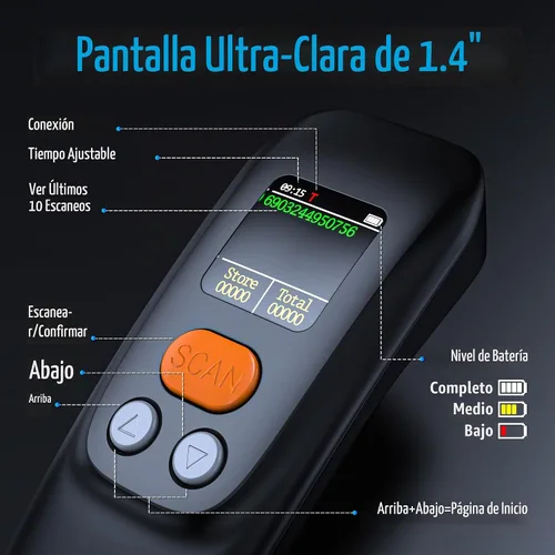 Vista 2 de Tera Escáner de código de barras 2D inalámbrico portátil: BT 2.4G USB 1.4