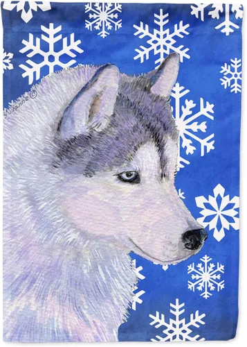 Vista 75 de Caroline's Treasures SC9374GF Bulldog English Snow flakes Holiday Garden Flag Buzón Bandera decorativa para patio exterior, patio, obras de arte