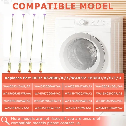 Vista 3 de Varillas de suspensión WA45H7000AW/A2 WA45H7200AW/A2 WA422PRHDWR/AA (65.5cm) para lavadora Samsung WA400PJHDWR WA5451ANW WA45N3050AW/A4
