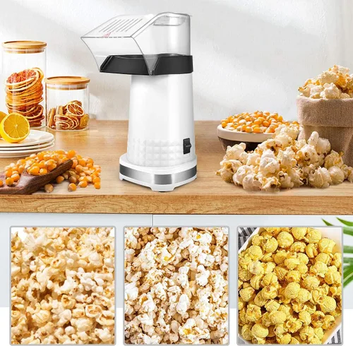 Vista 6 de Máquina para hacer palomitas de maíz, máquina de palomitas de maíz de 1200 W, alta tasa de estallido, 3 minutos de rápido palomitas de maíz con tapa