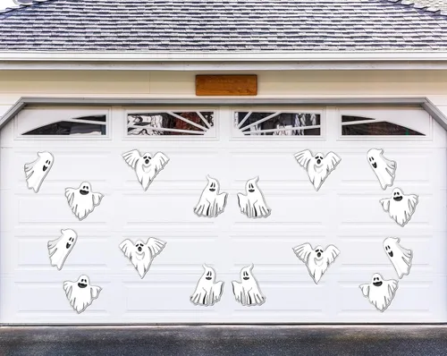 Vista 7 de AnyDesign Calcomanías magnéticas para decoración de garaje de Halloween, fantasma blanco, calcomanías para puerta de garaje, calcomanías