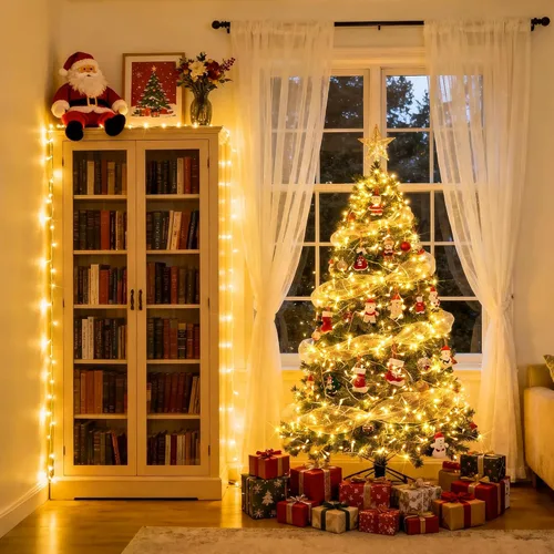 Vista 5 de JMEXSUSS - Tira de 100 luces led para interiores, 8 modos, enchufables, parpadeantes, 33 pies, luces navideñas para exteriores, a prueba de agua