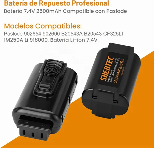 Vista 3 de Shentec - Batería compatible con Paslode 902654 902600 906800 (7,4 V, 2500 mAh)