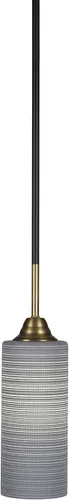 Vista 266 de Toltec Lighting Paramount - Mini colgante de 1 luz en acabado negro mate con cristal de arte perla de 7 pulgadas y estilo negro