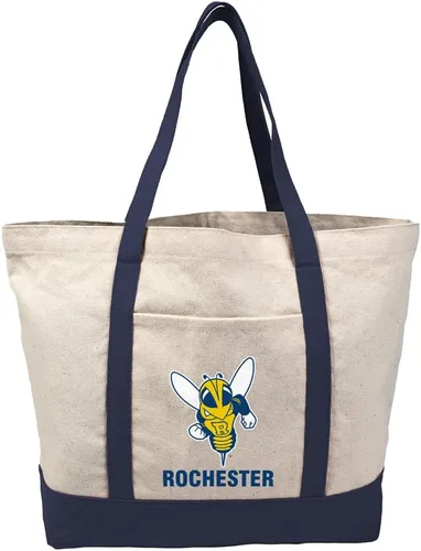 Vista 45 de Campus Lab Bolsa de lona con logotipo primario colegiado con bolsillo externo, bolsa de hombro reutilizable para ir de compras, playa Águilas A&m