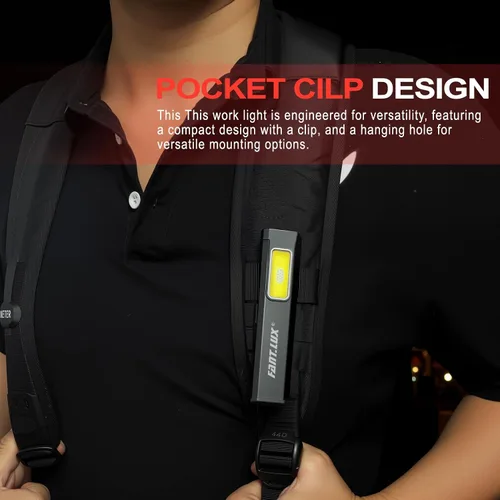 Vista 5 de Linterna de bolsillo, linternas EDC compactas multimodos, USB-C recargable, IPX4, material doble con base magnética, clip para sombrero y ropa