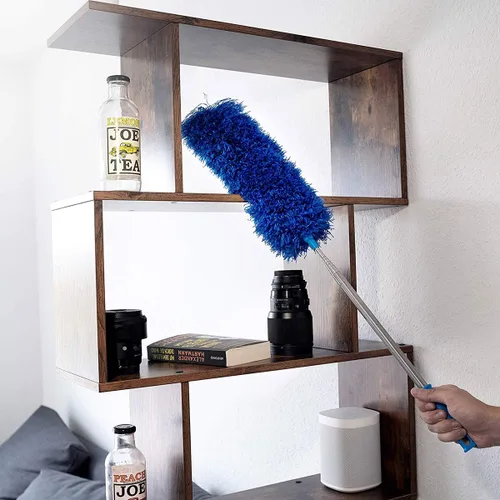 Vista 8 de Plumero de microfibra con poste extensible, plumero de telaraña extra largo de 100 pulgadas para limpieza, cabezal flexible, antiarañazos, lavable