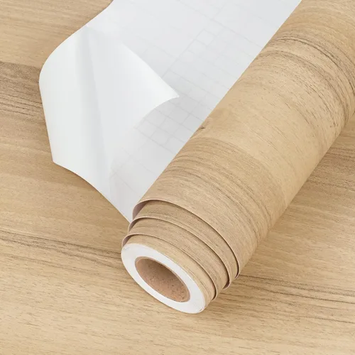 Vista 3 de Papel de contacto de grano de madera Papel tapiz ligero para Madera clara