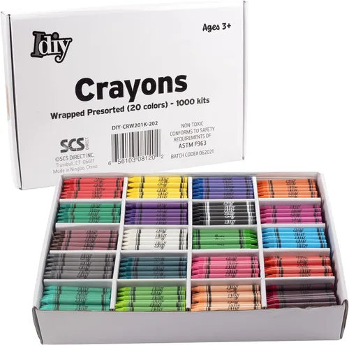 Vista 10 de SCS Direct IDIY - Crayones de cera envueltos a granel, 480 unidades, 8 colores (60 de cada uno), seguridad ASTM probada y pre-clasificada