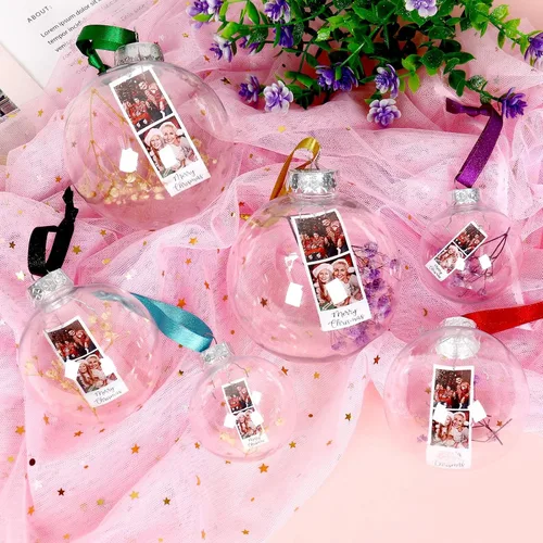 Vista 4 de Bola de cristal personalizada, bolas de flores secas personalizadas, regalo de cumpleaños, decoraciones de boda, decoración de Navidad personalizada