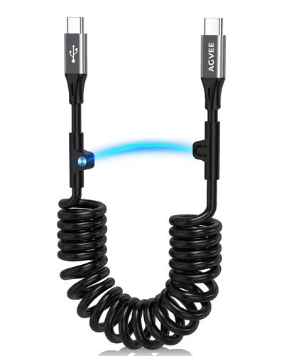 Vista 18 de AGVEE Cable de carga corto USB-C a Lightning en espiral de 1.5 pies [certificado MFI] Cable de carga rápida PD de 30 W en el automóvil para iPhone