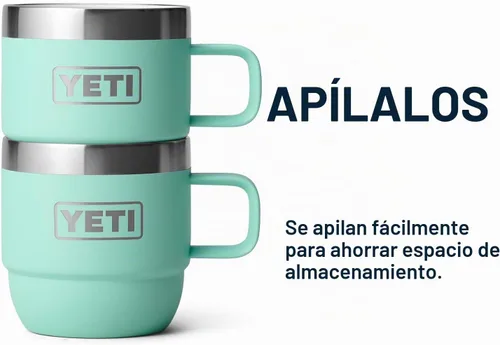 Vista 5 de YETI Rambler - Taza apilable de 6 oz, de acero inoxidable, aislada al vacío para espresso/café, paquete de 2 Verde mar