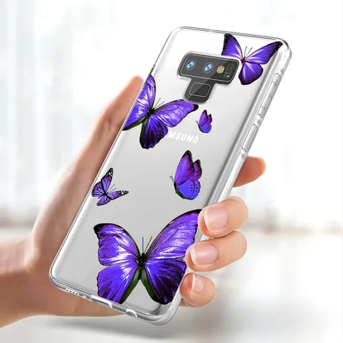 Vista 6 de Funda transparente compatible con Galaxy Note 9, Samsung Note 9 para niñas y mujeres, bonita funda protectora de TPU suave a prueba de golpes