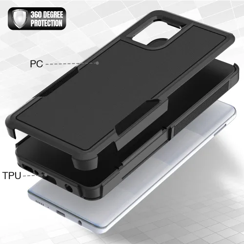 Vista 3 de Jeylly Funda para Samsung Galaxy A42 5G con protector de pantalla de vidrio templado, resistente a los golpes, a prueba de caídas, duradera