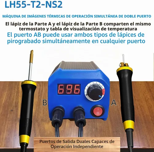 Vista 3 de El kit de quemador de madera LH55-T2-NS2 ofrece control de temperatura ajustable que varía de 200℃ a 750℃, kit de combustión de madera con 2 plumas