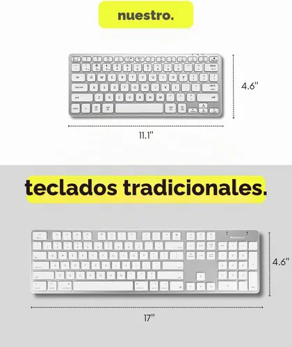 Vista 9 de Teclado Inalámbrico Bluetooth Macally para Mac - Conectividad Premium para Múltiples Dispositivos - Teclado Apple Compatible para MacBook Pro/Air