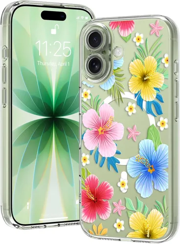 Vista 22 de OOK Magnetic for iPhone 17 Case Clear Pretty Flower Girls Women [Not Yellowing][Screen Protector] [ MagSafe Compatible] with Full Camera Lens