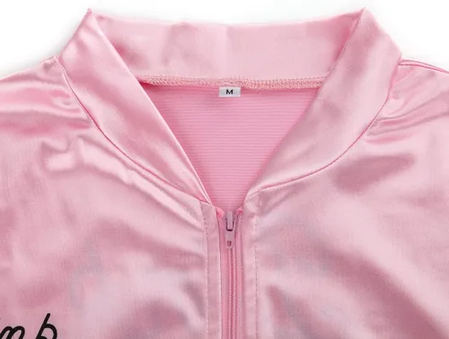 Vista 4 de Adult Women 1950s Pink Satin Costume Jacket with Neck Scarf Girls Lady Halloween Cosplay Fancy Dress Up Props