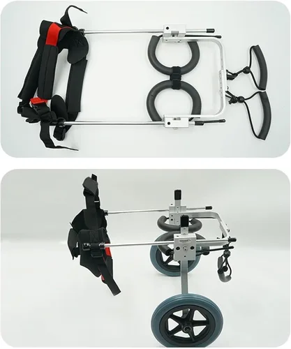 Vista 6 de Silla de ruedas para perros para patas traseras, silla de ruedas para perro, perrito/cachorro ajustable para patas traseras, carrito