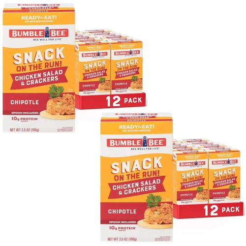 Vista 15 de Bumble Bee Snack on the Run BBQ - Kit de ensalada de pollo con galletas, 3.5 onzas, lista para comer, cuchara incluida, aperitivo de proteína