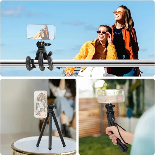 Vista 6 de NEEWER Trípode magnético flexible para teléfono compatible con Magsafe iPhone 15 Pro Max 14 Series Android, Mini Vlog Soporte de trípode
