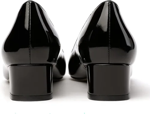 Vista 4 de MODENCOCO Zapatos de tacón bajo grueso para mujer, con puntera abierta, decoración de perlas, 1.5 pulgadas