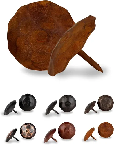 Vista 23 de 10 Pack 0.75" Round Head Iron Clavos Decorative Nails – Black – Handmade Rustic Round Fasteners for Farmhouse Shutters, Faux Wood Beams, Barn Doors