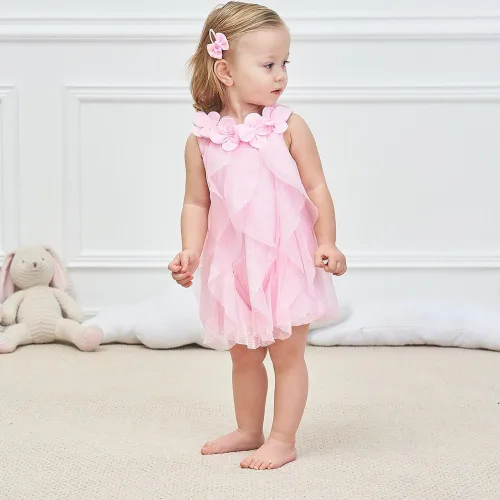 Vista 5 de WZSYGDTC 0-2T Vestido de gasa para niñas pequeñas, mameluco de una sola pieza