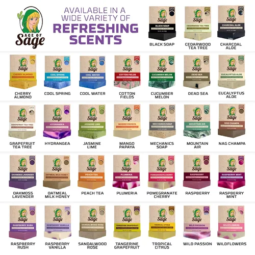 Vista 7 de Age of Sage Juego de Regalo de Jabón en Barra Natural Artesanal de Proceso Frío Hidratante para Mujeres - Paquete de 4 Honey & Him Aroma: Almendra