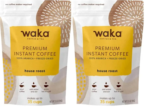 Vista 11 de Waka - Café instantáneo de calidad, tostado medio descafeinado, granos arábica y liofilizados. Bolsa de 35 porciones para café instantáneo caliente