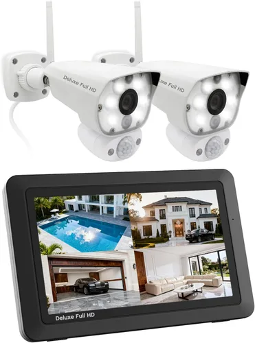 Vista 8 de CasaCam Sistema de cámara de seguridad inalámbrica Air Monitor de pantalla táctil de 7 pulgadas con 2 cámaras HD Spotlight Alimentado por CA